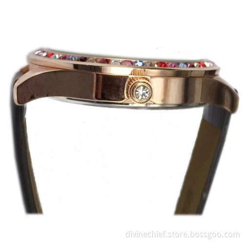 Nice CNC Inlaid Stones Fashion M.O.P Dial Lady Watch Water Resistance Wrist Watch